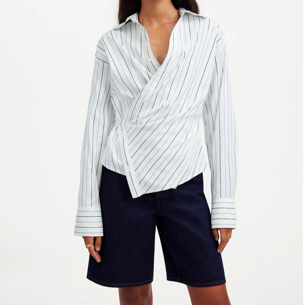 Madewell White Striped Button Down Shirt